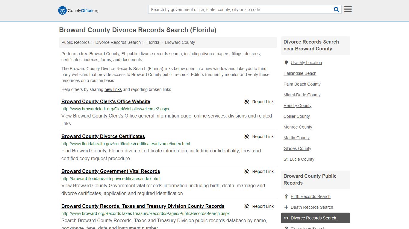 Broward County Divorce Records Search (Florida) - County Office